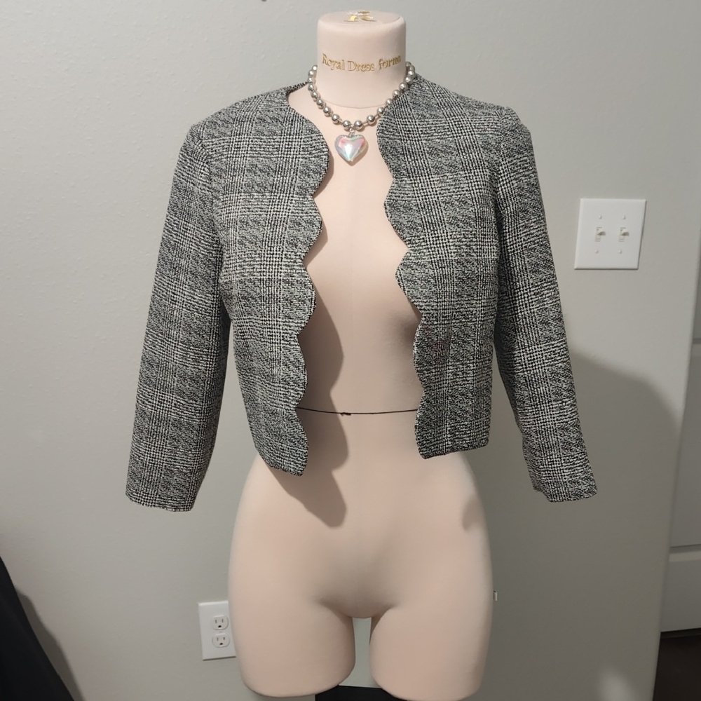 ASOS Black and Gray Scalloped Blazer